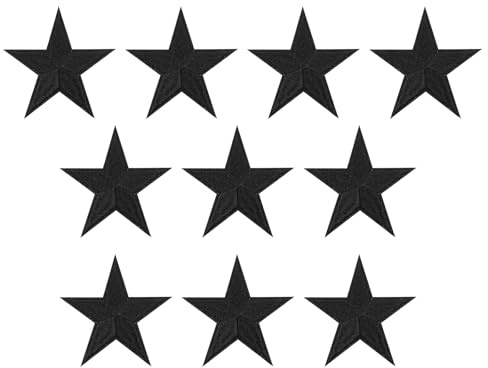 PATIKIL Aufbügelbare Aufnäher 10 Packung 5 Stern Aufnäher Bestickte Aufnäher Applikationen Verzierungen für Kleidung Jacken Hut Rucksack Reparieren Dekorationen Schwarz