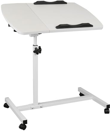WMLBK Betttisch mit Rollen, Klappbar, Beweglicher Krankenhausbetttisch, Höhenverstellbare Räder, Neigbar, Drehbar, Pneumatischer Betttisch mit Verstecktem Nachttisch für H, 60 x 40 x 59 ~ 89 cm