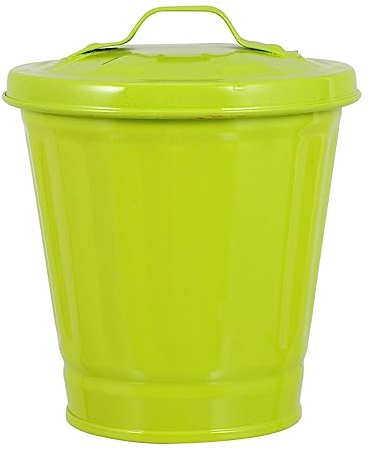 MAGICLULU Poubelle de Table avec Couvercle en Fer, Vert, Modèle Compact | Format Inférieur à 4 L, 1 Pièce, Forme Adorable, Usage sur Table Pot de Fleurs