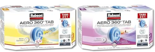 Rubson AERO 360° Recharges en tabs parfum fleurs sauvages, absorbeur d'humidité & AERO 360° Recharges en tabs parfum lavande relaxante, absorbeur d'humidité