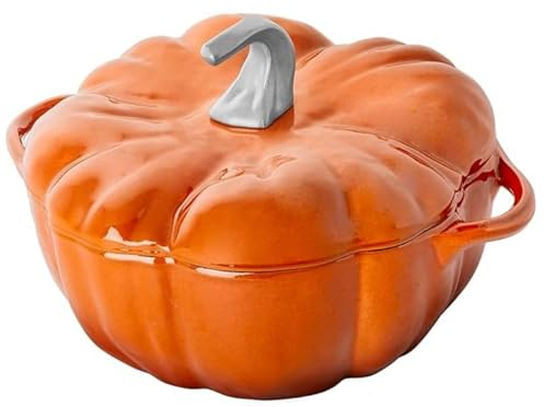 Mswborml 20cm/7.9in, Potiron Casserole en Fonte Induction Cocotte en Fonte Émaillée avec Couvercle, Marmite en Fonte pour Feu de Bois Idéal pour La Cuisson Lente, Cocotte Économe en Énergie