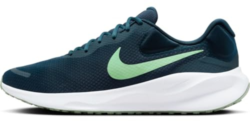 Nike Revolution 7 Straßenlaufschuh für Herren, Zapatillas de Correr en Carretera Hombre, Armory Navy Vapor Green Photon Dust, 42 EU