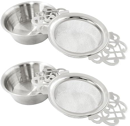 Moicstiy 2 Pack Tea Strainers, Stainless Steel, Sliver