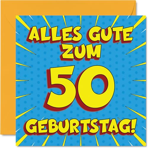 Stuff4 50. Geburtstagskarte für Männer Frauen Ihn Sie - Comic Buch - Fünfzigste 50 Alles Gute Zum Karte Geburtstag, 145mm Scherzen Glückwunschkarten