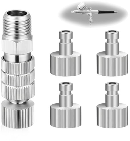 Airbrush Quick Release Coupling Disconnect Adapter Kit, 5PCS 1/8 Inch Male Fitting Adapters and Female Connector Adjustment Control Valve Airbrush Accessories for Airbrush Hose Air Compressor