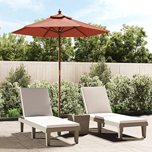 Gecheer Ombrellone da Giardino con Palo in Legno Terracotta 196x231 cm,Ombrelloni da Giardino,Ombrellone Decentrato Parasole,Ombrellone da Spiaggia,Ombrellone da Giardino Decentrato,#7,A363164
