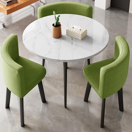 FREUPGU Kleiner Besprechungstisch, Küchentisch Mit Stühlen, Runder Küchentisch und Stühle für 3, Bürotisch- und Stuhl Set, für Wohnzimmer, Balkon, Café(Green)