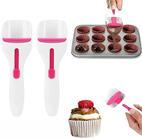2 Pcs Cupcake Scoop Batter Dispenser - Easy-to-Use Cupcake Batter Scoop, Cupcakes, Pancakes, and Cookie Dough - BPA-Free, Dishwasher-Safe, and Perfect for Precise Batter Portioning