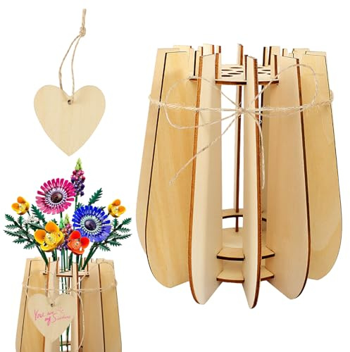 prota 3D Vase Holz Bouquet Vase für Blumenstrauß, Holzpuzzle Blumenvase Kleine Vasen für Tischdeko, DIY Acryl Holz Vase Kit für Home Decor Tischdekoration Geschenk für Blumenliebhaber(Bündelbar)