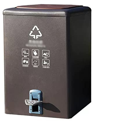 SONGYL-20249 Poubelle extérieure ﻿ Poubelle à Commande au Pied avec Couvercle, Poubelle extérieure, Poubelle Commerciale de Grande capacité, 100L/26.4 gallons Poubelle publique pour Parc(Dark Brown)