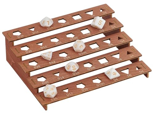 BENECREAT Porta Dadi In Legno A 5 livello, Espositore per Dadi Da 18.8x15x5.6cm, Ideale per Giocatori Da Tavolo e Collezionisti di (Marrone Cocco)