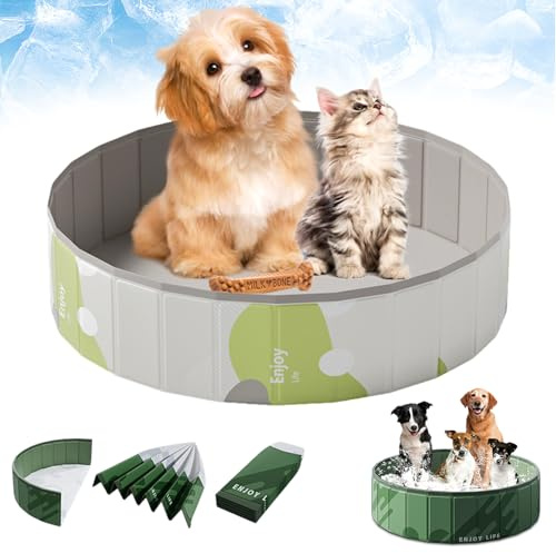 Piscine pour Chien Pliable, Piscine Hors Sol pour Grands Chiens et Petits Chiens, Piscine de Bain Portable pour Chien Intérieure et Extérieure, Baignoire pour Animaux, Enfants (Blanc, 120 x 30 cm)