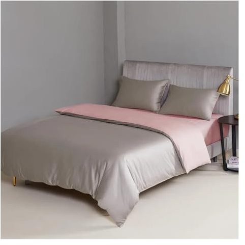 ZCCZJS Conjunto de Ropa de Cama de Cuatro Piezas de Cuatro Piezas Cubierta de Dudas de Dudas Reversibles Grises y Azules con botón Rey King algodón de Cama Suave sábana de Almohadillas (sábana
