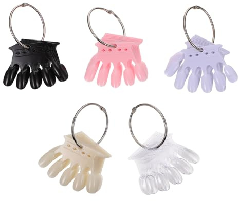 GANAZONO 5 pièces Nuanciers Ongles Forme de Couronne Présentoir Manucure Transparent Naturel Blanc Noir Rose pour Affichage Couleurs Vernis