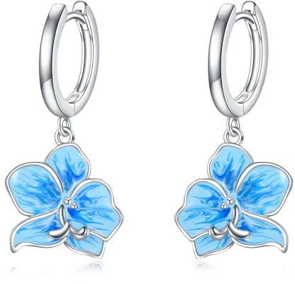 DAYLINLOVE Orchideen Ohrringe 925 Sterling Silber Orchideen Hängende Ohrringe Emaille Blumen Schmuck Geschenke für Frauen und Mütter