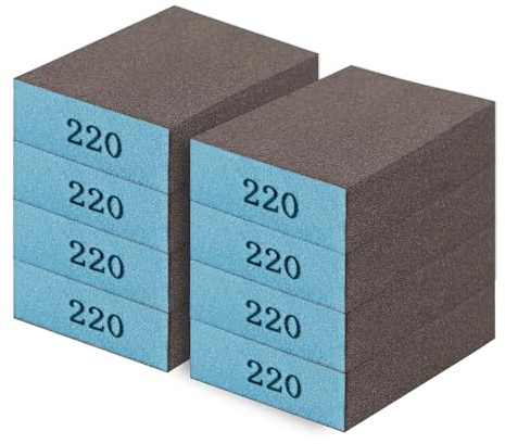 ZOPPER Sanding Block Pack of 8, 220 Grits | Wet & Dry Sandpaper Sponge, Washable & Reusable, Ideal for Wood, Metal, Drywall, Furniture