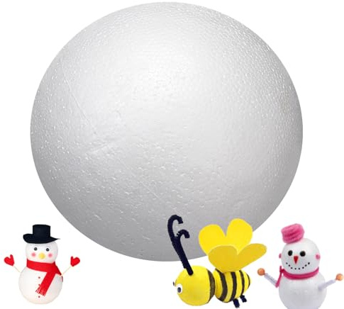 Generisch Weiße Schaumstoffbälle – 20cm, Weiße Polystyrolkugel | Leichter Bastelball Aus Massivem Schaumstoff – DIY Handgefertigt | Kunstprojekte Schuldekorationen – Kugelherstellung