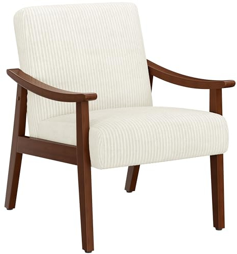 Yaheetech Butaca de Salón con Respaldo Acolchado Tapizado de Pana Beige