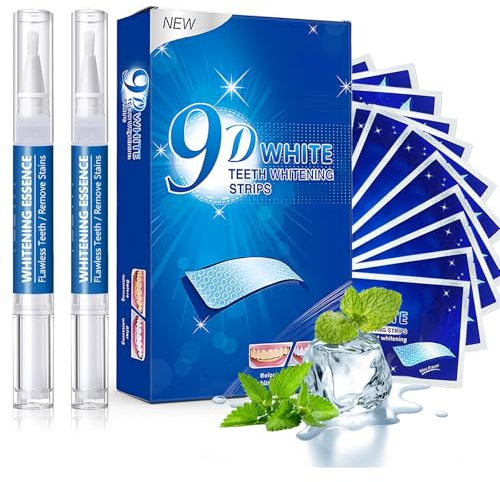 Kit Blanchiment Dents Stylo et Bandes Dentaire, Soins des Dents blanchiment, Élimine en douceur les taches des dents, Blanchir les Dentaire Facilement (Bleu)