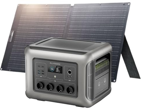 ALLPOWERS R2500 V2 Stazione di Energia Portatile con Pannello Solare 100W | 1920Wh Batteria LiFePO4 2500W(Picco 5000W) AC Uscita UPS, Ricarica in 60 min per Emergenza black-out Backup Domestico RV
