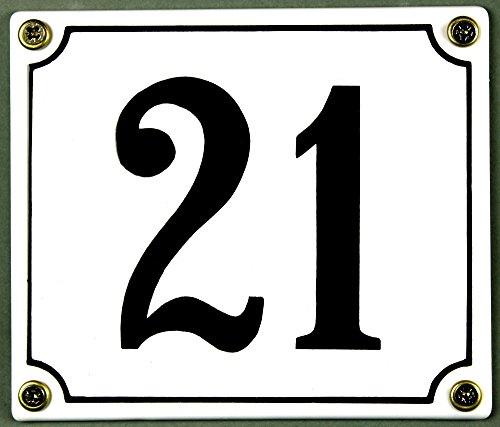 Buddel Bini Wetterfestes Emaille Hausnummernschild 21 12 x 14 cm, sofort lieferbar, weiß