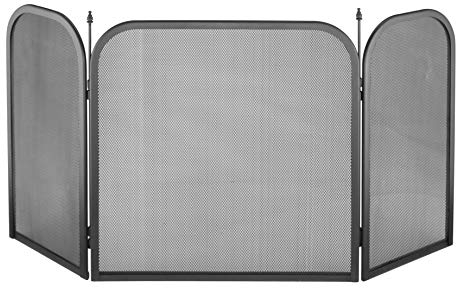 Spetebo Kamin Funkenschutz für offene Kamine - 98 cm x 50 cm aus Metall - Funkenschutzgitter Kamingitter Kaminfunkenschutzgitter