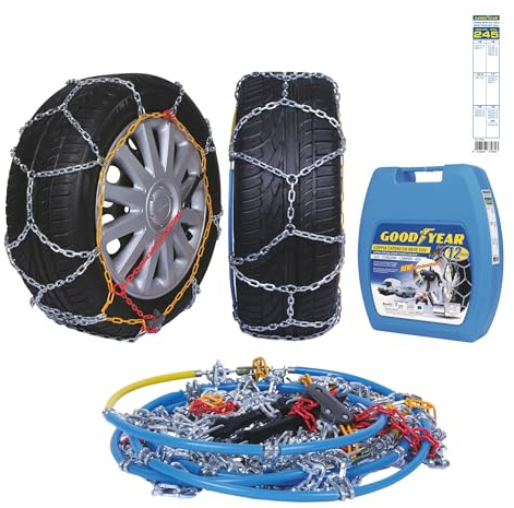 Goodyear 77935 12mm Chaines à neige 12 mm, Taille 245, Convient pour les SUV, véhicules utilitaires, 4x4, Homologation TUV et ÖNORM