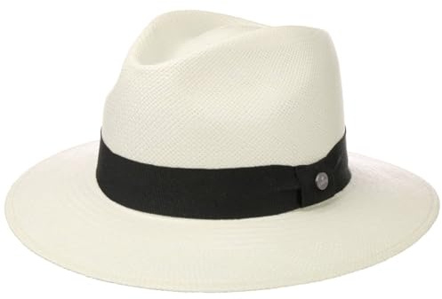 Lierys Georgo Panamahatt by Damer/Herrar - Made in Ecuador Panamastråhatt Panamahattar herrhattar med grosgrain band Vår-sommar Sommar - L (59-60 cm) vit-svart