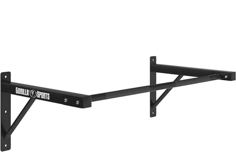 GORILLA SPORTS® Barra per Trazioni - da Muro, 121x61x40 cm, Max 150 kg, Antiscivolo, in Acciaio, da Parete, Nero - Sbarra per Sollevamento, Allenamento, Fitness, Pull up Bar, Chin Up