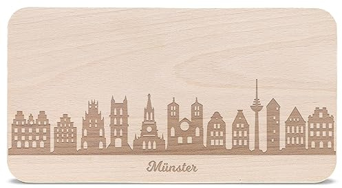 GRAVURZEILE Frühstücksbrettchen Münster mit Skyline Gravur - Brotzeitbrett & Geschenk für Münster Stadtverliebte & Fans - ideal auch als Souvenir