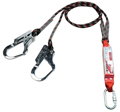 Cofra Profi Bandfalldämpfer 1,5m Sicherungsseil Falldämpfer Fallschutz Kletterausrüst mit 2 autom. Haken