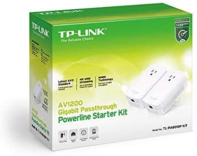 TP-LINK AV500 Kit de inicio del adaptador Powerline de 2 puertos w/toma de corriente pass-through, hasta 500 Mbps (Kit de tl-pa4010p)