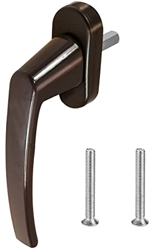 Premium Aluminium Fenstergriff Victory - Kunststoff Sockel, Farbe:Braun RAL 8019, Stiftlänge:35mm