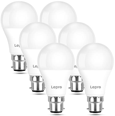 Lepro Bayonet Light Bulb, 60W Equivalent, Warm White 2700K, 8.5W 806lm B22 LED Bulb, BC A60 GLS Energy Saving Lightbulbs, Non-dimmable, Pack of 6