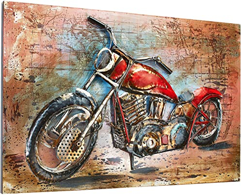 Kobolo Wandbild Wanddeko Metallbild 3D-Bild - BIKE - Metall - 108x72 cm