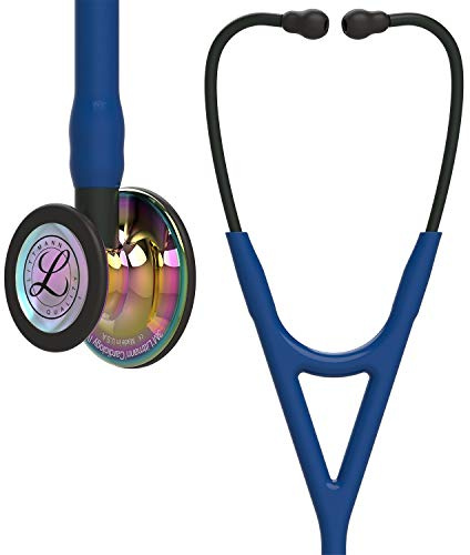 3M Littmann Cardiology IV Diagnostic Stethoscope, High Polish Rainbow-Finish Chestpiece, Navy Tube, Black Stem and Black Headset, 27 inch, 6242