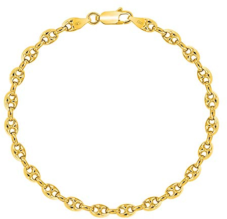 PLANETYS - Kaffeebohne Bohnenkette Armband 925 Sterling Silber 18K Vergoldet - 3.2 mm Breite