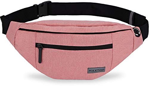 MAXTOP Bältesväska för kvinnor och män Hip Pack Utomhus Stor Mobilväska Sport Vattentät Löpbälte Axelväska Pengar Bälte för Camping Vandring Fitness Cykelgåvor Fickor med 4 dragkedjor