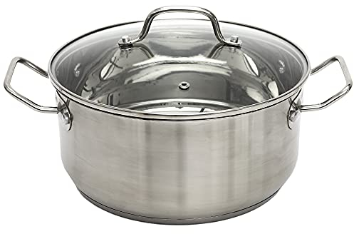 Maison Pradel - Faitout 28 cm avec Couvercle en Verre Brasière Marmite - Hauteur : 28 cm
