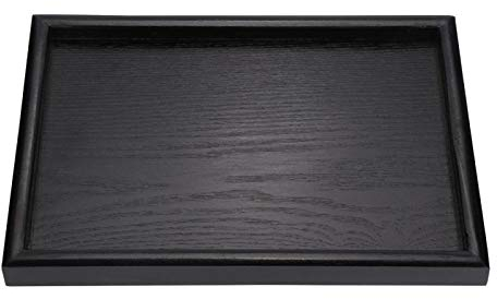 Vassoio in Legno Rettangolare, vassoi da Portata grande nero Cucina Alimenti Decorativo Piatto tè caffè snack Immagazzinaggio Dell'organizzatore per Prima Colazione Serve Vasca Bagno Letto casa