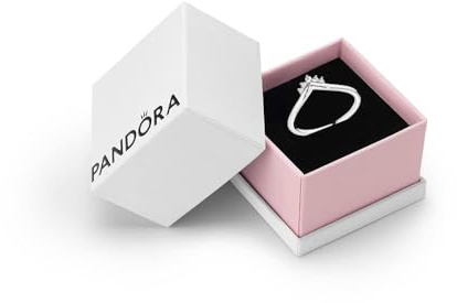 PANDORA Timeless Silver Tiara Wishbone Ring, Size 54, Gift Box