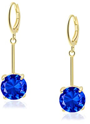 VONSSY Edelstein Tropfen Ohrringe | Stilvolle 18 Karat Platin/Vergoldete Leverback Kristall Hängende Ohrhänger | Silber Schmuck Geschenk für Mutter Tochter Ehefrau