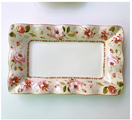 Assiettes plates/Assiettes DIner Céramique Ramen Bol à gâteau rétro Plaque de dessert rectangulaire Plaque de porcelaine appropriée for frites Français des fruits Servir une plaque d'apéritif de steak