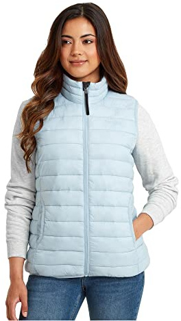 TOG24 Gibson Women's Lightweight Quilted Gilet Padded Puffer Vests Windproof Body Warmer Ladies Sleeveless Jacket Outerwear for Hiking Running Cycling Ice Blue UK16
