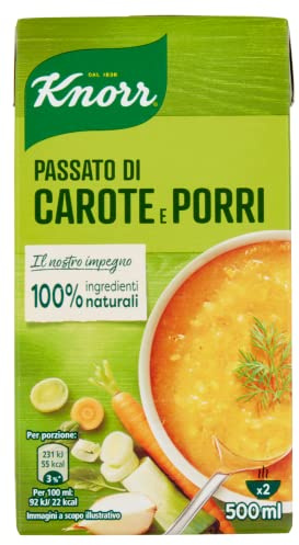 Knorr Passato di Carote e Porri Püree aus Karotten und Lauch Fertige Suppen Gericht zum Erhitzen bereit 500ml
