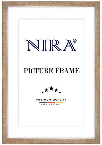 NiRa Massiv Holz Bilderrahmen 40 x 60 cm in Bronze-Braun | Außenkante in Schwarz | Farbe und Größe wählbar | Rahmen für Poster | Puzzle | Foto collage HD100