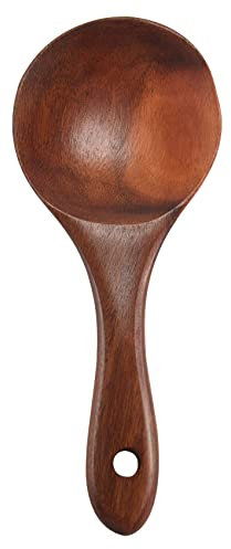 Juwacoo Cuillère en bois de teck, cuillère à riz massive, ustensile de cuisine de qualité supérieure pour un usage quotidien