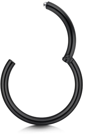 Longita 2 Stück Nasenpiercing Ring Schwarz 1.0mm 18G - 316L Edelstahl Clicker 6mm Nasenring - Nahtlose Präsenz Piercing für Septum Helix Tragus Conch Lippe Knorpel Segmentring Set Damen Herren