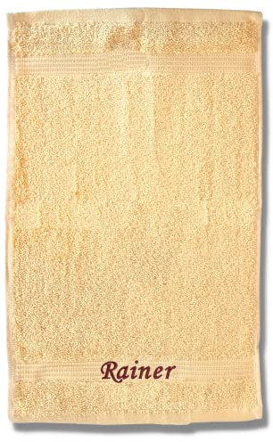 Bentini Gästehandtücher mit Namen Bestickt | 30 x 50 cm | 550g/m² | Individuell Personalisiert | Geschenkidee (gelb)