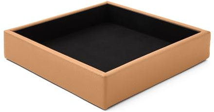 eglooh - Atena - Taschenleerer aus echtem Leder Hell Braun - Schreibtisch-Organizer mit modernem Design - Ablagefach für Schlüssel, Münzen, Schmuck - cm 16,5 x 16,5 - Made in Italy